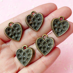 Heart Charms Antique Bronzed (5pcs) (18mm x 20mm) Metal Finding Pendant Bracelet Earrings Zipper Pulls Bookmarks Key Chains CHM071