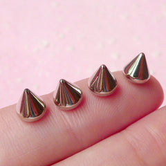 Mini Spike Cabochon / Small Cones (Silver/ Flat Back) (4pcs) Earring Making Nail Art Punk Nail Decoration Embellishment Rock Manicure NAC047