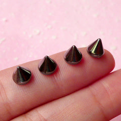 Tiny Spike Cabochon / Mini Cones (Black / Flat Back) (4pcs) Earring Making Nail Art Rock Nail Decoration Scrapbook Gothic Manicure NAC048