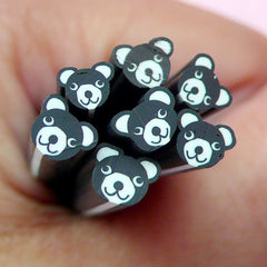 Black Bear Polymer Clay Cane Bear Fimo Cane Fake Miniature Sweets Decoration Nail Art Nail Deco Scrapbooking Decoden CAN050