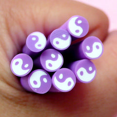 Yin Yang Polymer Clay Cane (Purple) Ying Yang Symbol Fimo Cane - Nail Art Nail Deco Scrapbooking Miniature DIY Jewelry Earring Making CE050