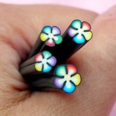 Black Flower Polymer Clay Cane Colorful Flower Fimo Cane for Miniature Sweets Decoration Nail Art Earring Making CFW068