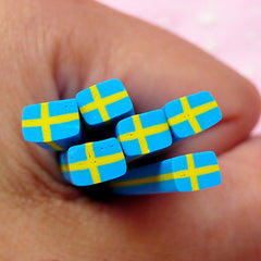 Sweden Flag Polymer Clay Cane Swedish Flag Fimo Cane Swede Flag Cane (Cane or Slices) European Country Europe Scrapbook Embellishments CE055