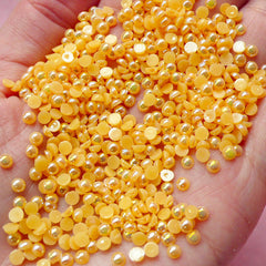 CLEARANCE 3mm AB ORANGE Half Pearl Cabochons / Round Flat Back Faux Pearlized Cabochons (around 250-300 pcs) PEAB-O3