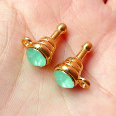 CLEARANCE Cellphone Dust Plug / Earphone Jack / Ear Phone Plug w/ Rhinestone (w/ Hole / 2pcs) (Frosted Green Creamy Green Opaque Jade, Gold) EJ37