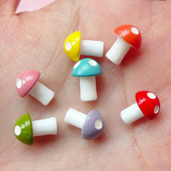 Fairy Garden Mushroom Cabochon / 3D Dollhouse Mushroom (7pcs / 8mm x 11mm / Red Yellow Pink Purple Green Orange Blue) DIY Terrarium CAB192