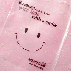 Kawaii Clear Gift Bags with Smile (20 pcs) Self Adhesive Resealable Plastic Gift Wrapping Bags (13.4cm x 12.1cm) GB016