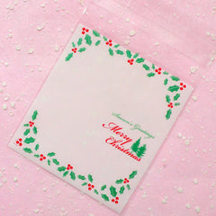 CLEARANCE Christmas Gift Bags with "Merry Christmas" (20 pcs) Self Adhesive Resealable Plastic Handmade Gift Kawaii Wrapping Bags (10cm x 11cm) GB019
