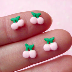 Miniature Cherry (4pcs) Kawaii Dollhouse Fruit Mini Fruit Miniature Sweets Decoden Cell Phone Deco Fake Cupcake Topper Nail Art NAC058