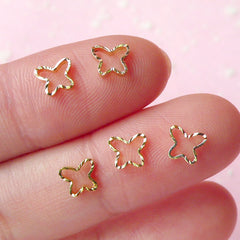 Tiny Butterfly Cabochon Set (Gold) (5pcs) Fake Miniature Cupcake Topper Nail Art Decoration Scrapbooking NAC061