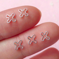Tiny Cross Cabochon Set (Silver) (5pcs) Fake Miniature Cupcake Topper Nail Art Decoration Scrapbooking NAC062