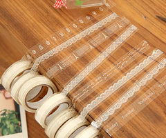 Clear Tape Transparent Deco Tape Kawaii Deco Tape White Lace Tape (1 pc BY RANDOM) Scrapbooking Card Gift Packaging Wedding Home Decor WR02
