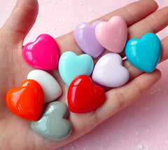 Colorful Heart Cabochon Set (10pcs) Kawaii Cabochon Cell phone Deco Decoden Supplies Kawaii Jewelry Scrapbooking CAB198