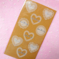 Clear Heart and Round Lace Sticker Set - Scrapbooking Packaging Party Gift Wrap Diary Deco Collage Home Decor S049