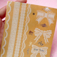 Clear Ribbon and Lace Sticker Set - Scrapbooking Packaging Party Gift Wrap Diary Deco Collage Home Decor S050