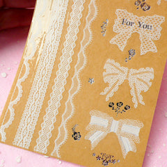 Clear Ribbon and Lace Sticker Set - Scrapbooking Packaging Party Gift Wrap Diary Deco Collage Home Decor S050