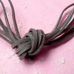 Faux Leather Strip / Leather Strap / Leather Strings / Suede Leather Cord / Suede Cord (3mm / 2 Meters / Grey / Gray) Necklace Bracelet F084