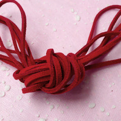 Suede Leather Cord / Leather Straps / Faux Leather Strips / Leather String Cord / Suede Cord (3mm / 2 Meters / Red) Necklace Bracelet F088