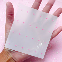 Colorful Pink Heart Pattern Gift Bags (20 pcs) Kawaii Self Adhesive Resealable Clear Plastic Gift Wrapping Bags (9.9cm x 10.9cm) GB025