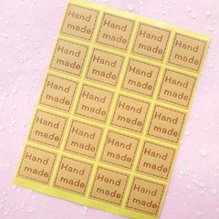 CLEARANCE Handmade Sticker Set (Square / 20pcs) Kraft Paper Seal Sticker - Scrapbooking Packaging Party Gift Wrap Diary Deco Collage Home Decor S052