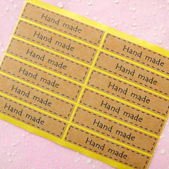 CLEARANCE Handmade Sticker Set (Rectangular) (2 Sets / 24pcs) Kraft Paper Seal Sticker Scrapbooking Packaging Party Gift Wrap Collage Home Decor S054
