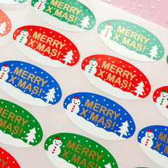 CLEARANCE Merry Christmas & Snowman Sticker Set (24pcs) Seal Sticker - Scrapbooking Packaging Party Gift Wrap Deco Collage Home Decor S058