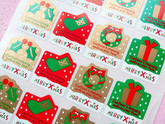 Merry Xmas Sticker Set (Red Green Gold / 24pcs) Christmas Seal Sticker - Scrapbooking Packaging Party Gift Wrap Deco Collage Home Decor S059