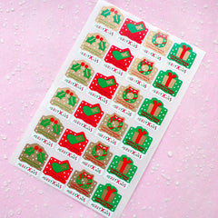 Merry Xmas Sticker Set (Red Green Gold / 24pcs) Christmas Seal Sticker - Scrapbooking Packaging Party Gift Wrap Deco Collage Home Decor S059