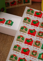 Merry Xmas Sticker Set (Red Green Gold / 24pcs) Christmas Seal Sticker - Scrapbooking Packaging Party Gift Wrap Deco Collage Home Decor S059