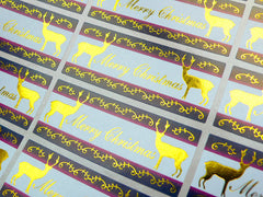 Reindeer & Merry Christmas Sticker Set (Gold / 24pcs) Seal Sticker - Scrapbooking Packaging Party Gift Wrap Deco Collage Home Decor S063