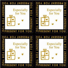 Especially For You / Present For You Sticker (Black & Gold / 4pcs) Clear / Transparent Seal Sticker Packaging Gift Wrap Deco Collage S079