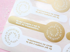 French Words Sticker Set (Gold, White / 8pcs) Seal Sticker - Scrapbooking Packaging Party Gift Wrap Diary Deco Collage Home Decor S092