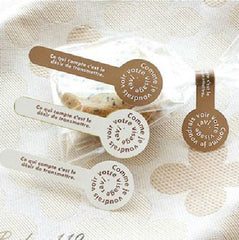 French Words Sticker Set (Gold, White / 8pcs) Seal Sticker - Scrapbooking Packaging Party Gift Wrap Diary Deco Collage Home Decor S092