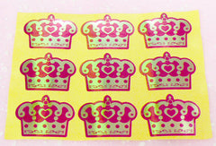 CLEARANCE Crown / Cupcake Sticker Set (Gold & Red / 9pcs) Seal Sticker - Scrapbooking Packaging Party Gift Wrap Diary Deco Collage Home Decor S097