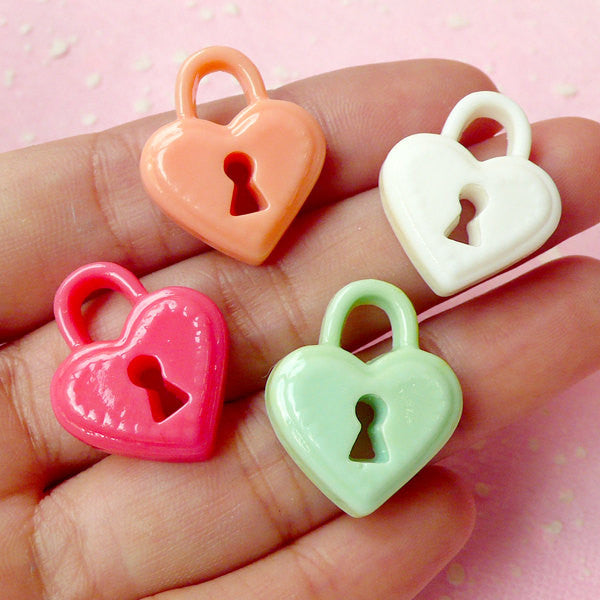 Key Lock Cabochon Mix Assorted Cabochon Set (23mm / Pastel Color / 4pcs) Jewelry Charms Making Cell Phone Deco Decoden Scrapbooking CAB220