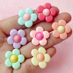 Daisy Flower Cabochon (Assorted Pastel Color / 21mm / 7pcs) Decora Jewelry Earrings Making Fairy Kei Cell Phone Decoden CAB215