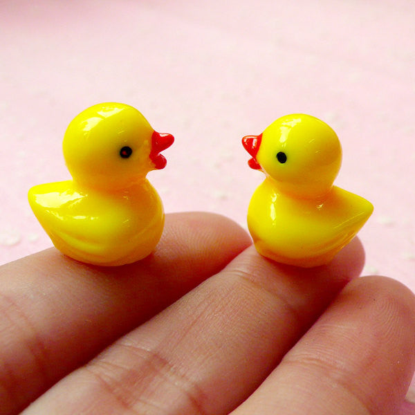 3D Rubber Duck Cabochon (17mm / Yellow / 2pcs) Cute Animal Kawaii Jewelry Charms Earrings Making Cell Phone Deco Decoden Scrapbooking CAB221