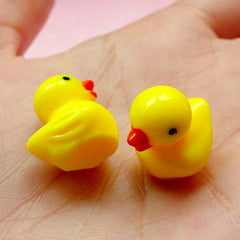 3D Rubber Duck Cabochon (17mm / Yellow / 2pcs) Cute Animal Kawaii Jewelry Charms Earrings Making Cell Phone Deco Decoden Scrapbooking CAB221