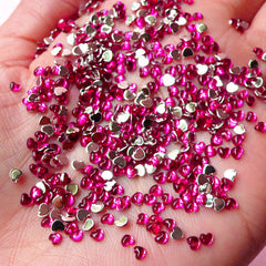 2.5mm Heart Rhinestones Acrylic Rhinestones (Dark Pink) (Around 100pcs) Miniature Sweets Deco Nail Art Nail Decoration RHE061