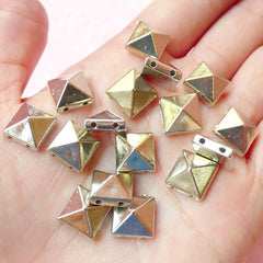 CLEARANCE Rivet / SILVER Pyramid Rivet Studs Flatback Square Rivet w/ Hole 10mm (20pcs) Spikes Beads Charms Sewing Pendants Bracelet RT37