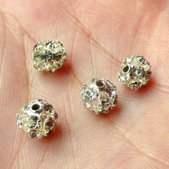 CLEARANCE Clear Rhinestones Beads / Round Rhinestones Cabochon with Hole (4 pcs) (6mm) RHE062
