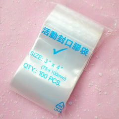 Clear Plastic Bags (100 pcs) Zipper Lock Bags Ziploc Bags Resealable Bags Product Packaging Packing (3 x 4 inch / 75mm x 100mm) GB3X4