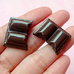 Decoden Phone Case / Bitten Chocolate Resin Cabochons (2pcs / 17mm x 23mm / Flatback) Kawaii Miniature Sweets Deco Fake Food Jewelry FCAB085