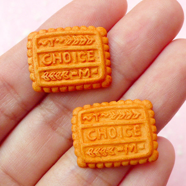 CLEARANCE Sweets Deco Cabochon / Rectangular Choice Cookie Cabochons (2pcs / 20mm x 16mm) Miniature Biscuit Dollhouse Food Kawaii Decoden FCAB090