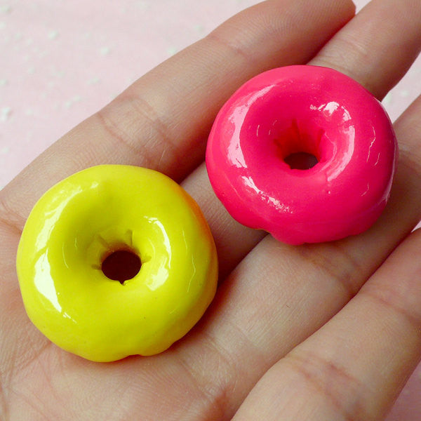 CLEARANCE Donut Cabochon / Doughnut Resin Cabochon (2pcs / 26mm) Kawaii Cell Phone Deco Cute Japanese Decoden Fake Sweets Kitsch Decoration FCAB095