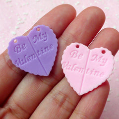 CLEARANCE Be My Valentine Heart Cabochon / Charms (4 pcs / 24mm) Kawaii Love Cabochon Cell phone Deco Decoden Scrapbooking CAB241