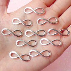CLEARANCE Infinity Charms / Connector (Silver / 10pcs) (24mm x 8mm) Metal Findings Pendant Bracelet Earrings Zipper Pulls Bookmarks Key Chains CHM086