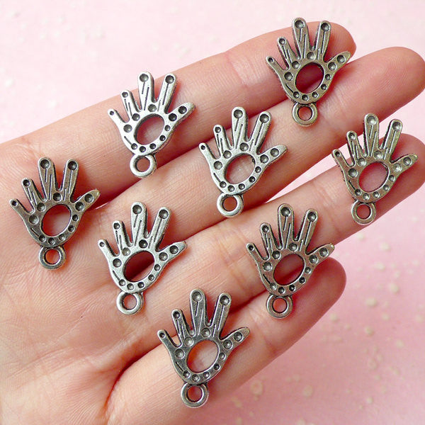 Hand Charms (8pcs) (17mm x 21mm / Tibetan Silver) Metal Findings Pendant Bracelet Earrings Zipper Pulls Keychains CHM094