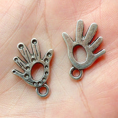 Hand Charms (8pcs) (17mm x 21mm / Tibetan Silver) Metal Findings Pendant Bracelet Earrings Zipper Pulls Keychains CHM094