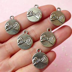 Pinky Promise Charms (6pcs) (14mm x 18mm / Tibetan Silver / 2 Sided) Metal Findings Pendant Bracelet Earrings Zipper Pulls Keychains CHM095